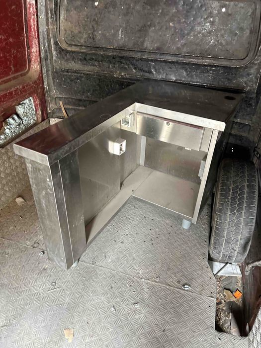 Маса помощна инокс  - ъглова 120/70/50