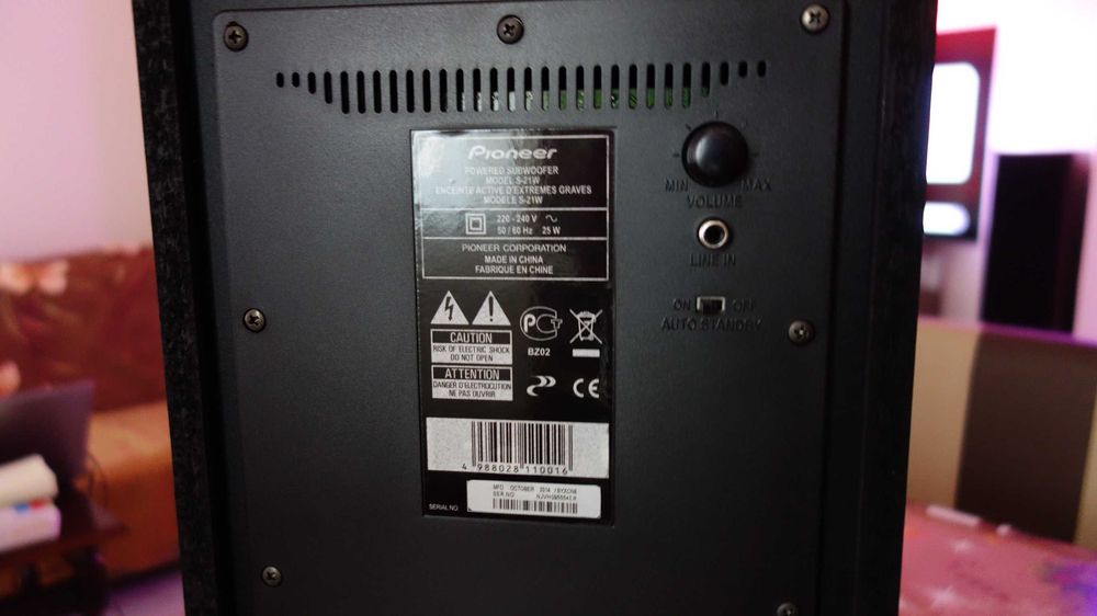 Subwoofer Activ Pioneer S-21W, 100W RMS, Negru.