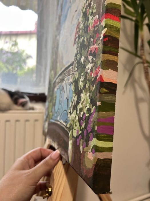 Tablou La castel - pictura pe panza cu vopsea acrilica 40x50 cm