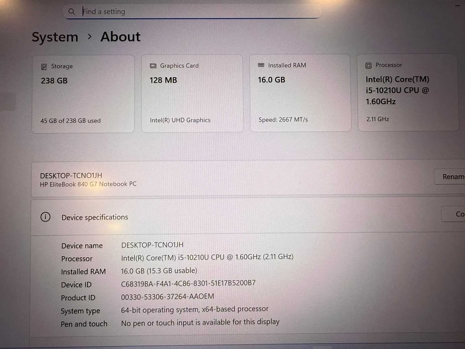 Laptop HP EliteBook 840 G7 + Docking Station , Geanta Noua , Mouse