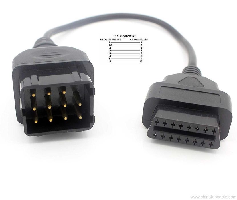 Кабел преходник Opel 10, Renault 12 ,volvo 8 (pin) към 16 pin obd2