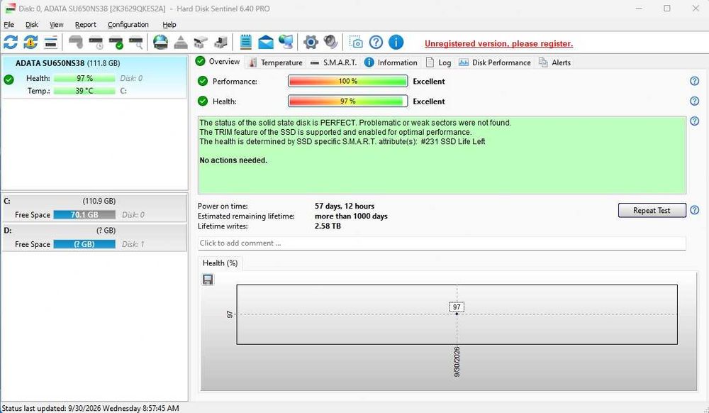 SSD ADATA Ultimate SU650 120GB SATA-III M.2 2280.