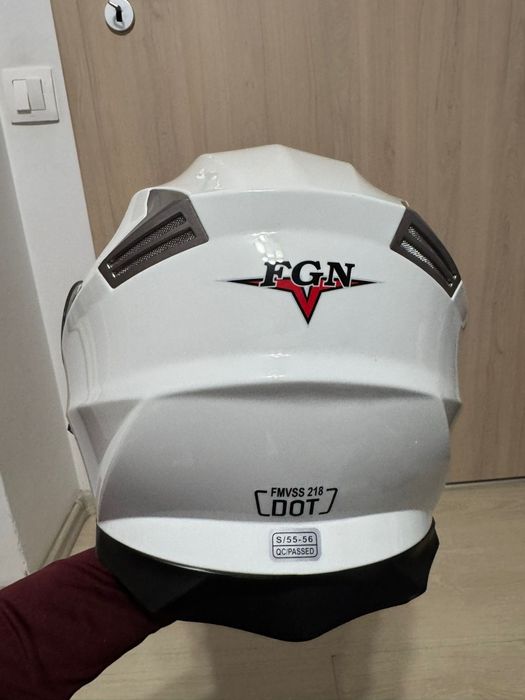 Casca moto atv flip-up FGN alb/negru lucios S M L XL XXL