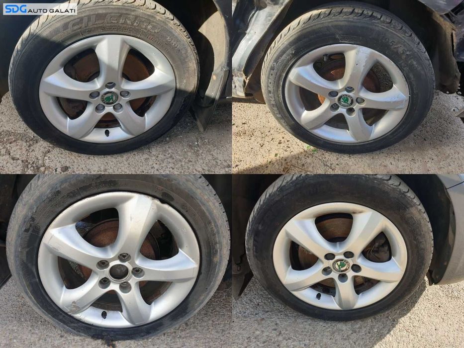 Set 4 Jante Aliaj 5x112 195 55 15 R15 cu Anvelope Vara Dot 2019 Skoda Fabia 2 2007 - 2015 [C2063]