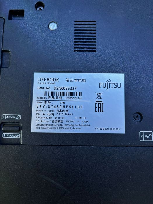 Laptop Fujitsu Touch Screen • i5•12gb RAM•256gb• Usb C•Taste luminate, bateria 6 cicluri 6-7 ore, Modem 4-5G cartela sim Cellular