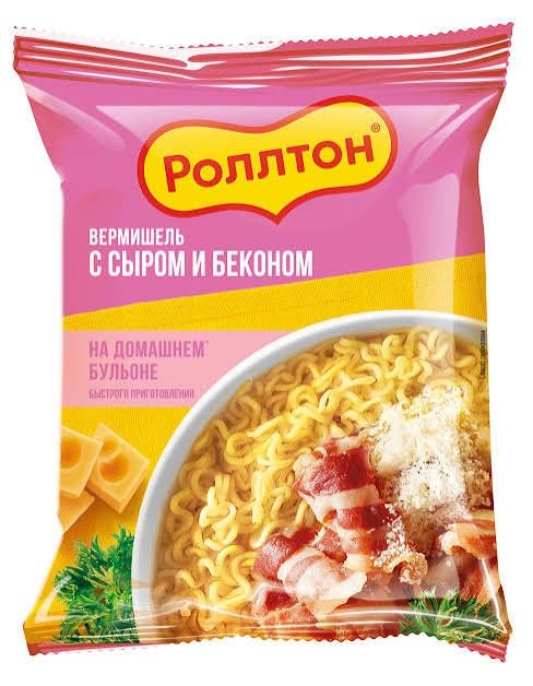 Роллтон "с беконом и сыром" и "камчатский краб", привозные