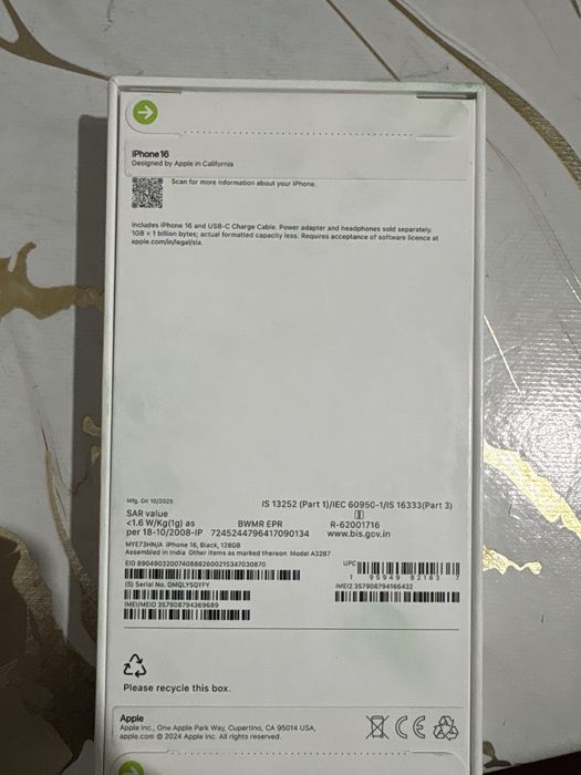 Айфон 16 Blak 128гб новый