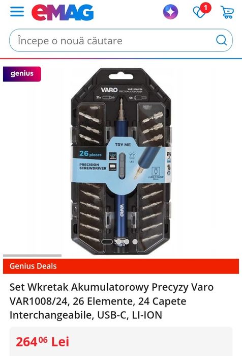 VARO Surubelnita cu acumulator Li-Ion de precizie