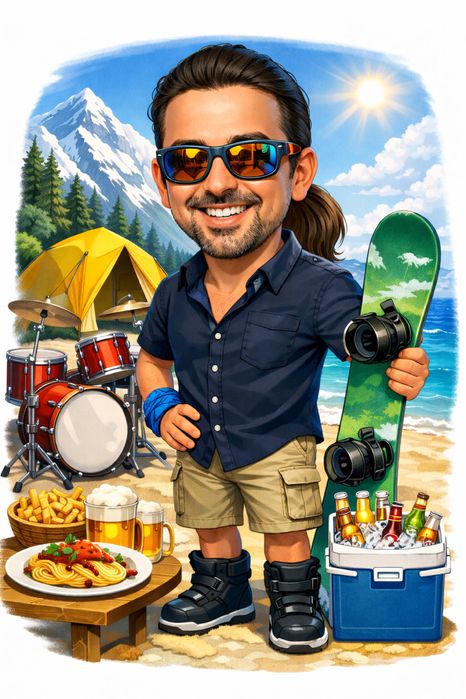 Дигитална карикатура по снимка с добавени детайли по желание