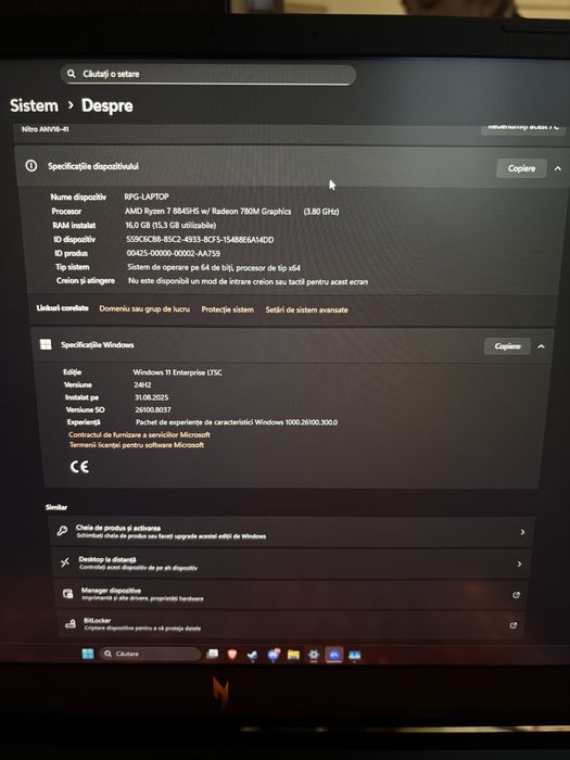VÂND LAPTOP ACER NITRO V16 RYZEN 7 8845HS 4060 + Controller de ps5 original + casti razer + mouse si tastatura + mousepad