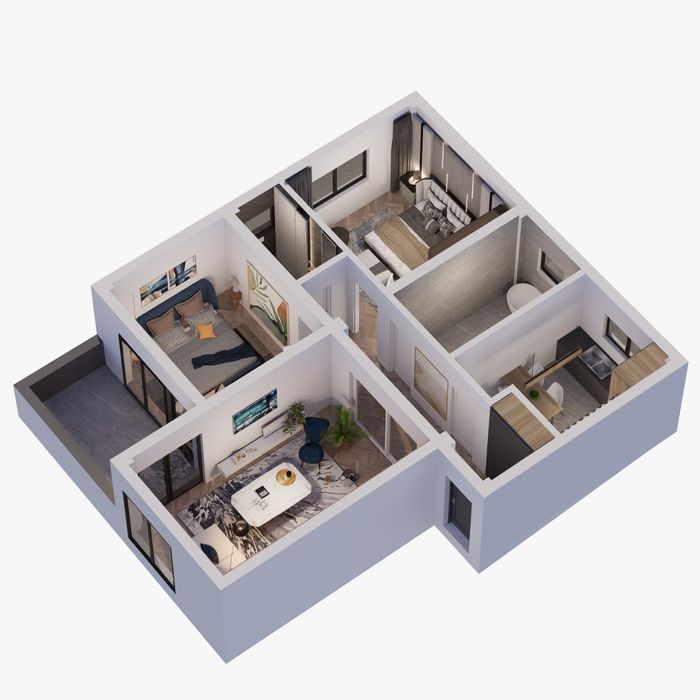 Ap 3 camere, 74 mp, 1350 euro/mp, boxa si loc parcare incluse