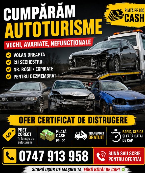Autoturisme pentru fier vechi sau dezmembrat