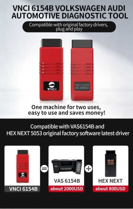 2026 VNCI VAS 6154B VW/AUDI Supports CAN FD DoIP