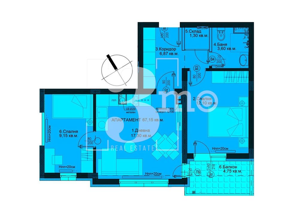 Продава се Двустаен апартамент в София, Люлин 5 - 77 кв.м за 1290 €/кв.м - Снимка #9