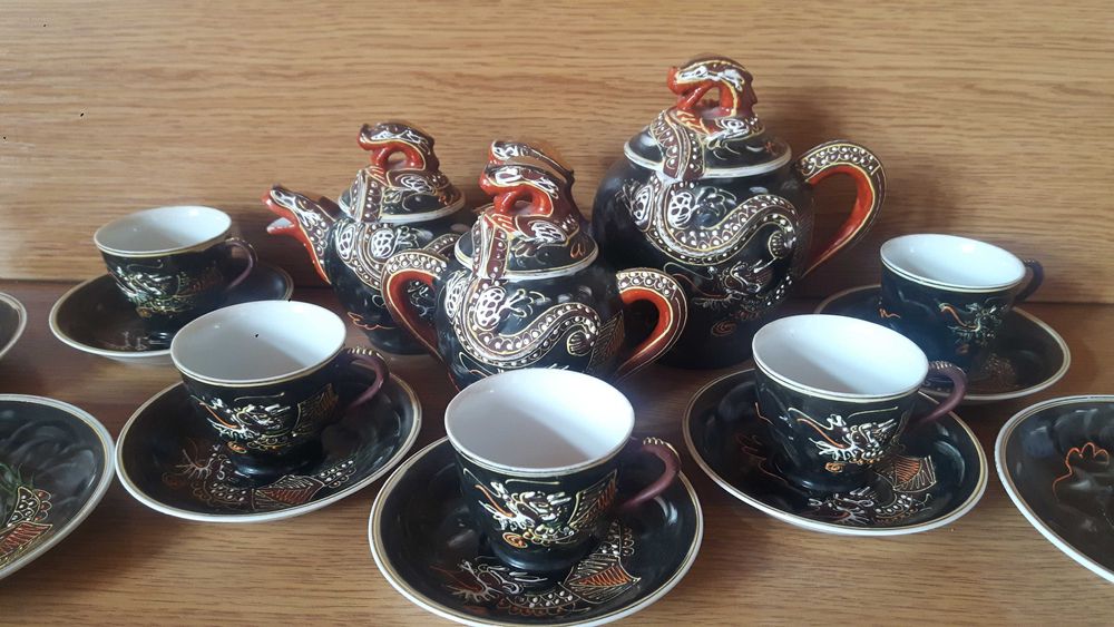 Сервиз за кафе Сацума от Японски костен порцелан