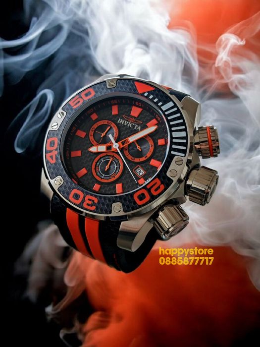 INVICTA Carbon Silver/Orange 52 mm, Инвикта нов ръчен часовник