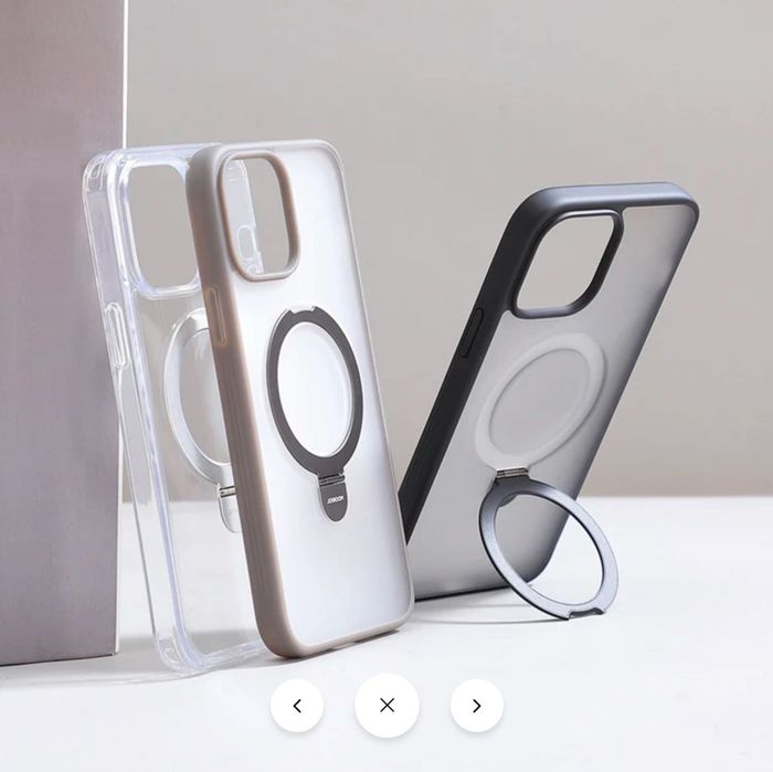 Carcasă magnetică Joyroom JR-BP004 de protecție cu suport pentru iPhone 15 Pro (transparent) / Husa silicon Magsafe Transparenta