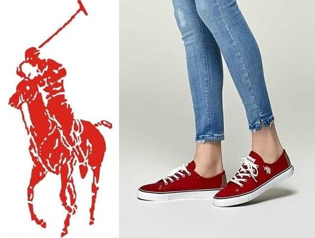 %ПРОМО% U. S. POLO № 39 – Дамски кецове в червено с лого нови с кутия