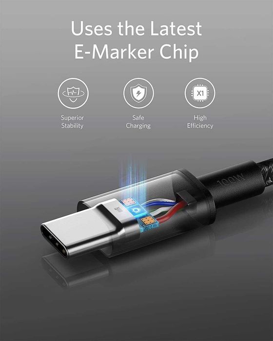 Anker 333 USB-C към USB-C комплект от 2 бр. кабели 1.8м дължина до 100W,черен цвят-безплатна доставка
