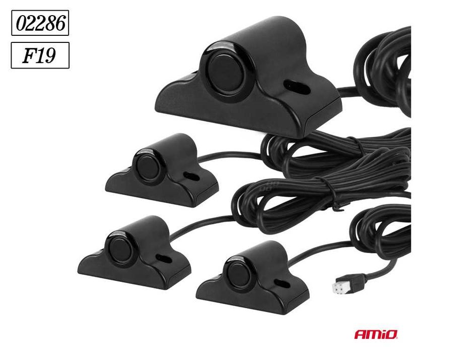 Парктроник за товарни автомобили AMIO / 4 сенора / Ф19 / ЧЕРНИ / 02286