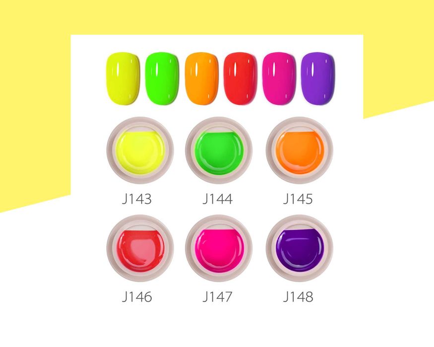 Комплект UV/LED неонови гел бои серия "Neon" GDCOCO – 6 броя