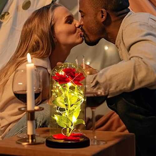 Голяма роза LED светлини кутия Подарък жена приятелка гадже Годишнина