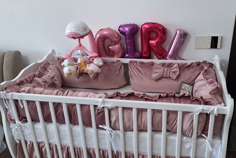 6 perne aparatori pt patut bebe-catifea roz Deseda
