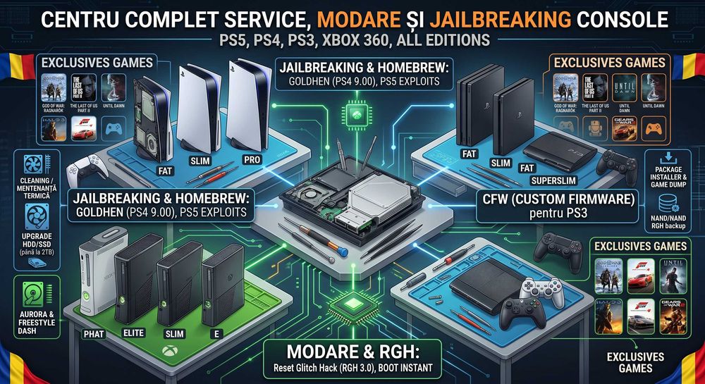 SERVICE IT COMPLET: Asamblare PC OFFICE / GAMING / Laptop, Curățare , Instalare & Configurare Windows/Office Birou, ModareConsole PS5/PS4/PS3/Xbox