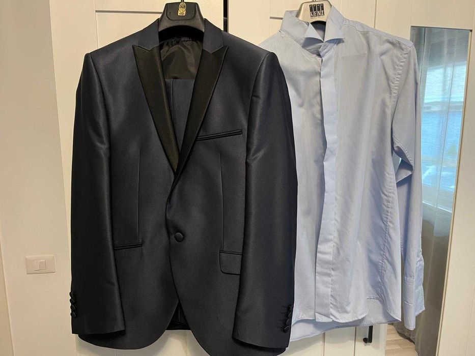 Costum bărbătesc ocazie Boldman nr 48–ca nou+cămașă și accesorii CADOU