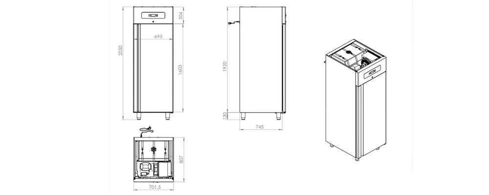 Dulap inox congelare / O usa / 700 L