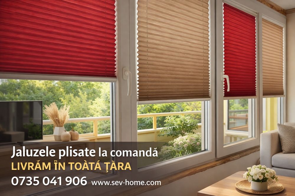 Jaluzele plisate cu material textil opac sau semitransparent