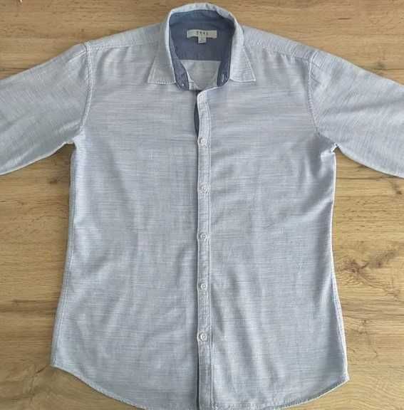 Мъжка светло синя риза с дълъг ръкав, slim fit, размер L, Smog