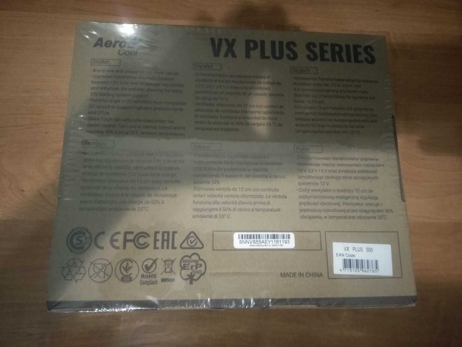 Блок питания AeroCool VX-550 PLUS 550W НОВЫЙ