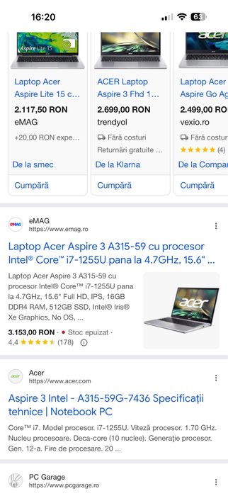 Acer Aspire 3 A315-59 i7-1255U 16GB RAM 512GB SSD Full HD IPS