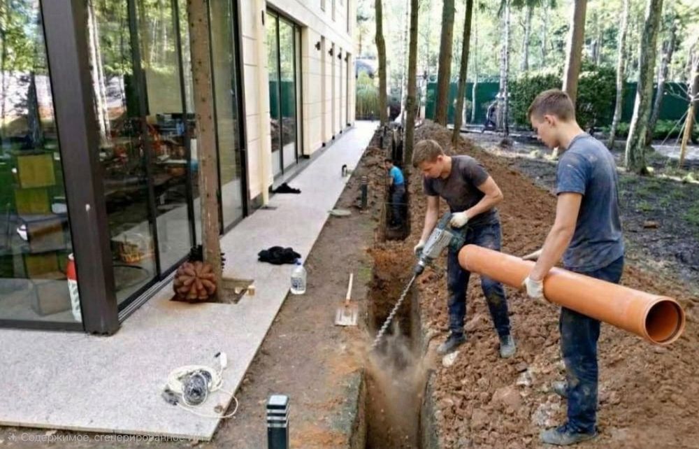 КОПАЕМ ТРАНШЕЯ, ЯМА.канализация водопровод сантехника делаем