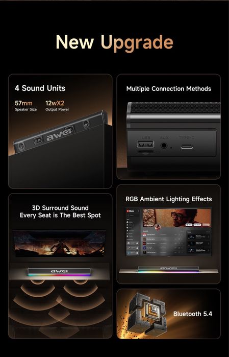 Портативная колонка Awei KA50 24 Вт, Bluetooth 5.4/6.0 саундбар