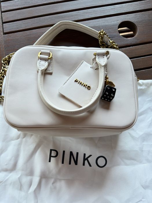 Бледорозава чанта Pinko + прахообразна торбичка pinko
