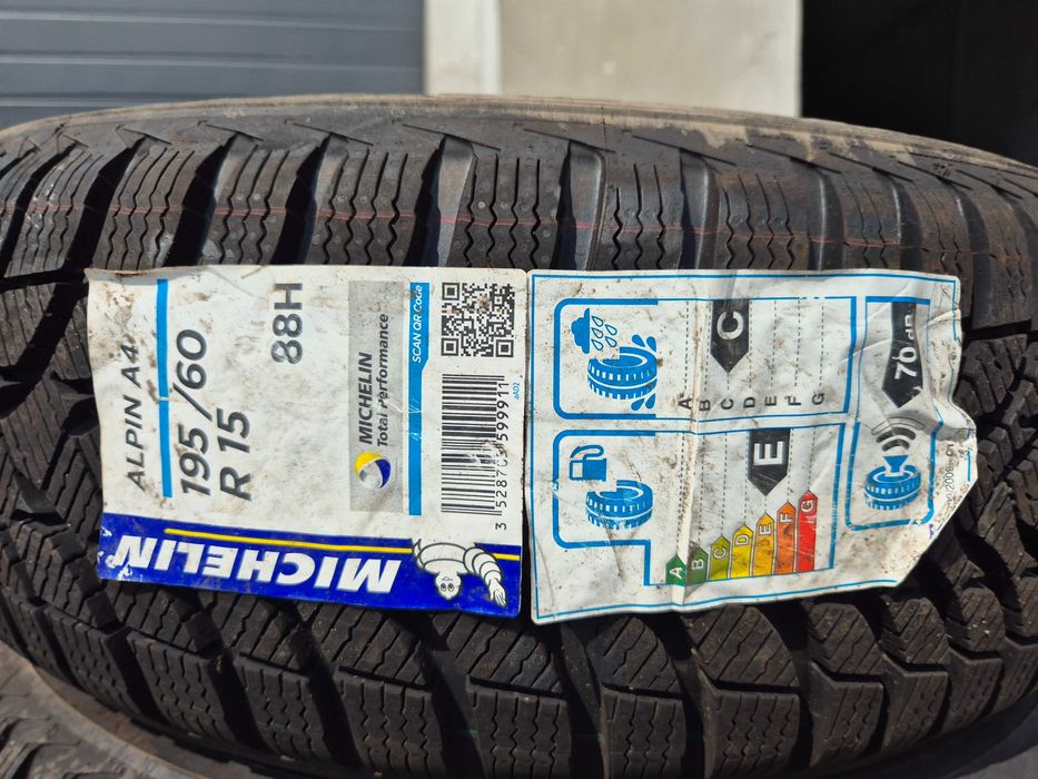 2 Anvelope M+S IARNA - 195/60/15 - Michelin Alpin A4 - NOU - DOT 2018 !