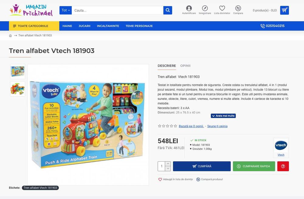Tren alfabet Vtech 1819 in limba engleza NU germana