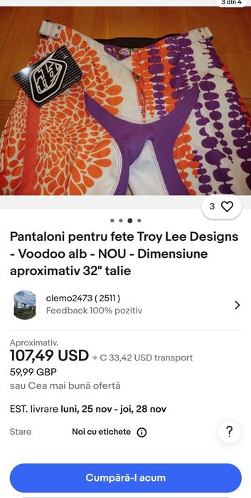 Pantaloni Noi racing, motocross, Troy Lee Designs Voodoo MX, Enduro 34