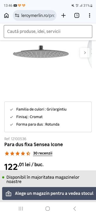 Para de dus 30 cm SENSEA