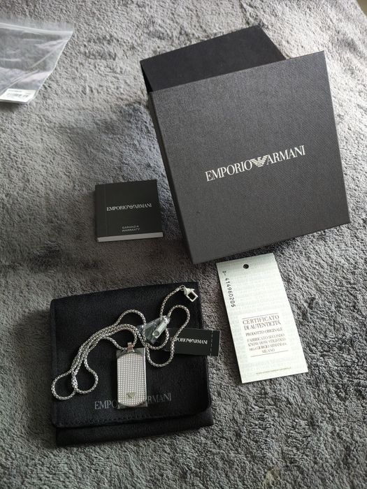 Emporio Armani set lant și pandantiv otel inoxidabil model punctat nou