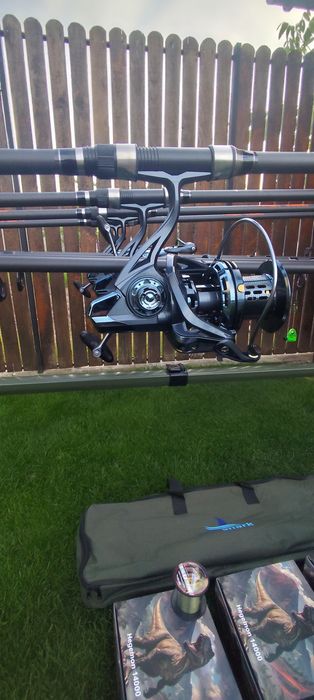 Set Crap,4 Lansete Carbon 3,90m,4 Mulinete Tambur 14000 Metalic,12