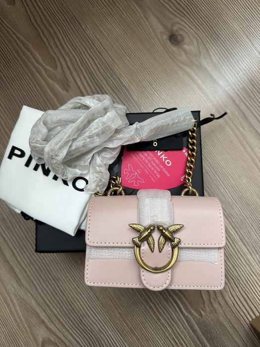Оригинална чанта Pinko micro model в розов цвят
