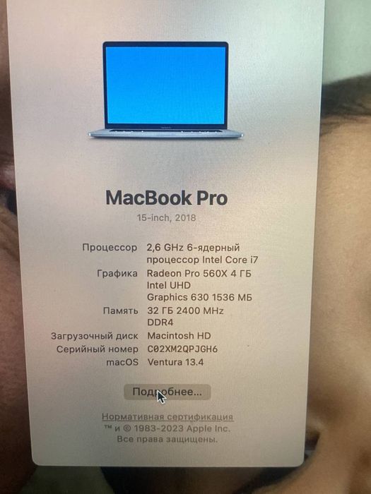 Macbook pro A1990 core i7 512 gb