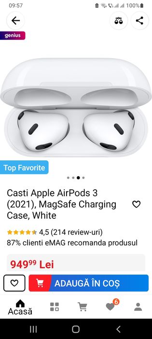 Căști Apple AirPods 3,2021,alb