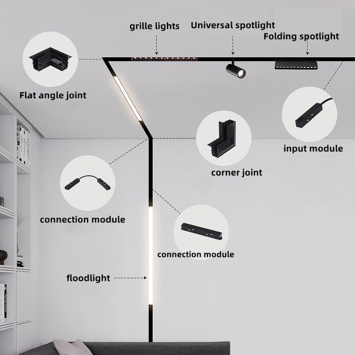 Магнитный рельс для освещения хай тек нового поколения