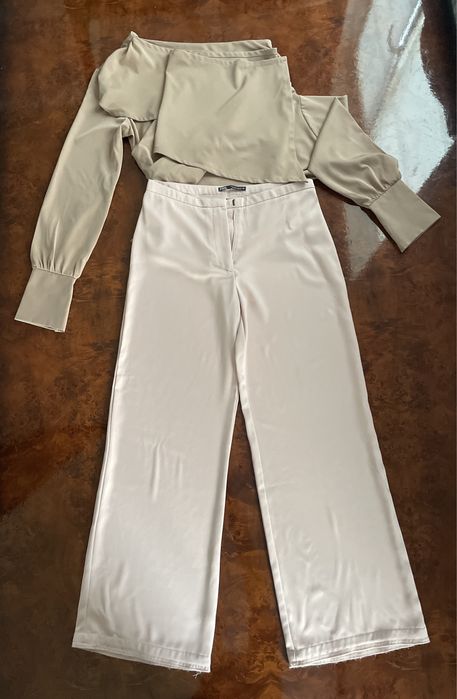 Атлас кофта, брюки и юбка