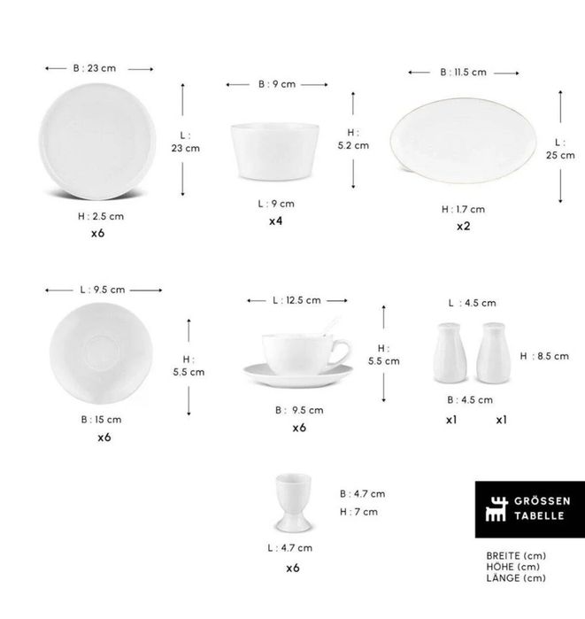 Сервиз за Закуска от 38части Karaca Stream Pure Favaro Бял Порцелан