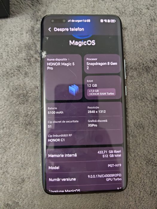 Honor magic 5 pro full box cu sticla spartă